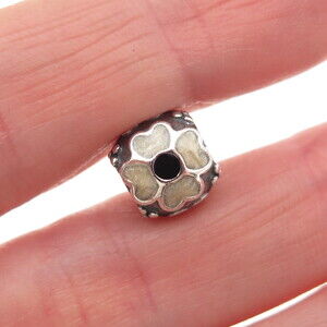 Pandora 925 Sterling Silver Enamel Flower Slide Bead Charm